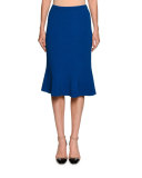 Ottoman Knit Flare-Hem Skirt, Electric Blue