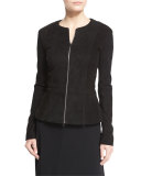 Anastra Zip-Front Suede Jacket, Black