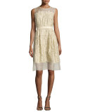 Sleeveless 3D Floral Cocktail Dress, Gold