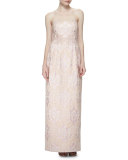 Strapless Sequined Jacquard Column Gown