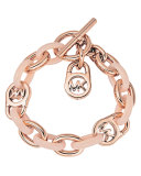 Logo-Lock Charm Bracelet, Rose Golden