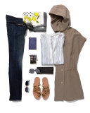 Striped Split-Neck Button-Down Shirt