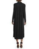 Calf-Length Silk Kimono Cardigan, Black