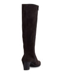 Suede Side-Zip Knee Boot, Gray