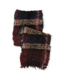 Exagere Fuzzy Plaid Raw-Edge Scarf, Multicolor