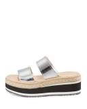 Metallic Two-Band Espadrille Slide, Argento