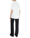 Crepe Short-Sleeve Double-V Top