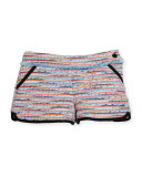 Tweed Fringe Dolphin Shorts, Multicolor, Size 6-10