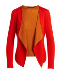 Draped Open-Front Two-Tone Cardigan, Toucan/Karminspint