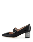 Tartt Patent Mary Jane Pump, Black/Silver