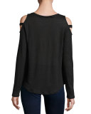 Lynn Cold-Shoulder Long-Sleeve Tee, Black