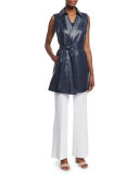 Diora Long Belted Leather Vest