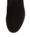 Crisi Western Suede Flat Bootie, Black