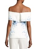 Mayflower Off-the-Shoulder Floral Ponte Top, White