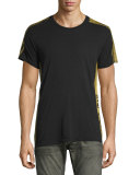 Gold Side-Striped Short-Sleeve T-Shirt, Black