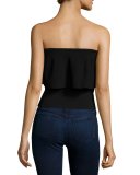 Strapless Flounce Top, Black