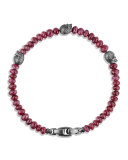 Men's Ruby Beaded Skull Station Bracelet