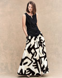 Graphic-Print Pleated Maxi Skirt, Petite