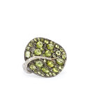 Botanical Leaf Peridot Ring with Diamonds