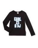 Long-Sleeve Karl is a DJ Tee, Black, Size 6-10