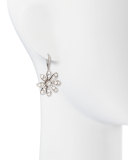 18k White Gold Round & Rose-Cut Diamond Small Flower Drop Earrings