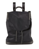 Pilot Leather-Trim Nylon Backpack, Black