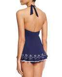 Enchantment One-Piece Swimdress, Navy
