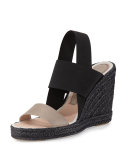 Jamie Elastic Espadrille Wedge Sandal, Alabaster/Black