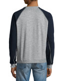 Colorblock Raglan-Sleeve Baseball Shirt, Gray