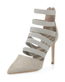 Bae Strappy Point-Toe Bootie, Putty