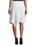 Paneled Asymmetric Crepe Skirt, Chalk