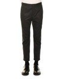 Tonal-Check Wool Biker Pants, Charcoal