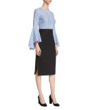 Italian Stretch-Wool Gabardine Pencil Skirt, Black