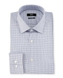 Jenno Mini-Houndstooth Slim-Fit Dress Shirt, Navy/White