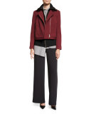 Ponte Moto Jacket w/ Angled Seams, Fig