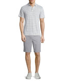Feeder Stripe Short-Sleeve Polo Shirt, Linen White/Steel