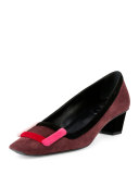 Belle Vivier Suede Pump, Burgundy/Multi