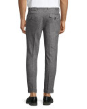 Donegal Flat-Front Trousers, Black/White