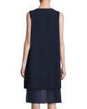 Sleeveless Layered-Hem Silk Georgette Dress