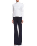 Milano Knit Flare-Leg Pants, Navy