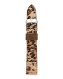 18mm Cheetah-Print Calf Hair Strap, Brown