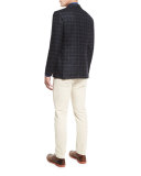 Plaid Three-Button Sport Coat, Dark Charcoal
