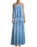 Sleeveless A-Line Top, Light Blue