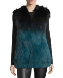 Francine Ombre Fur Vest, Black/Blue