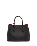 Saffiano Cuir Double Small Tote Bag, Black/Red (Nero+Fuoco)
