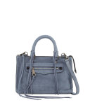 Regan Micro Leather Satchel Bag, Dusty Blue