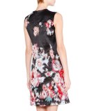 Sleeveless Metallic-Floral Dress, Fantasia