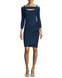 Nellie Long-Sleeve Off-the-Shoulder Ruched Dress, Blue Notte 