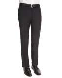 Genesis Slim-Fit Wool Trousers, Black