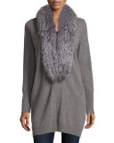 Open Cashmere Cardigan w/ Fox Fur Collar